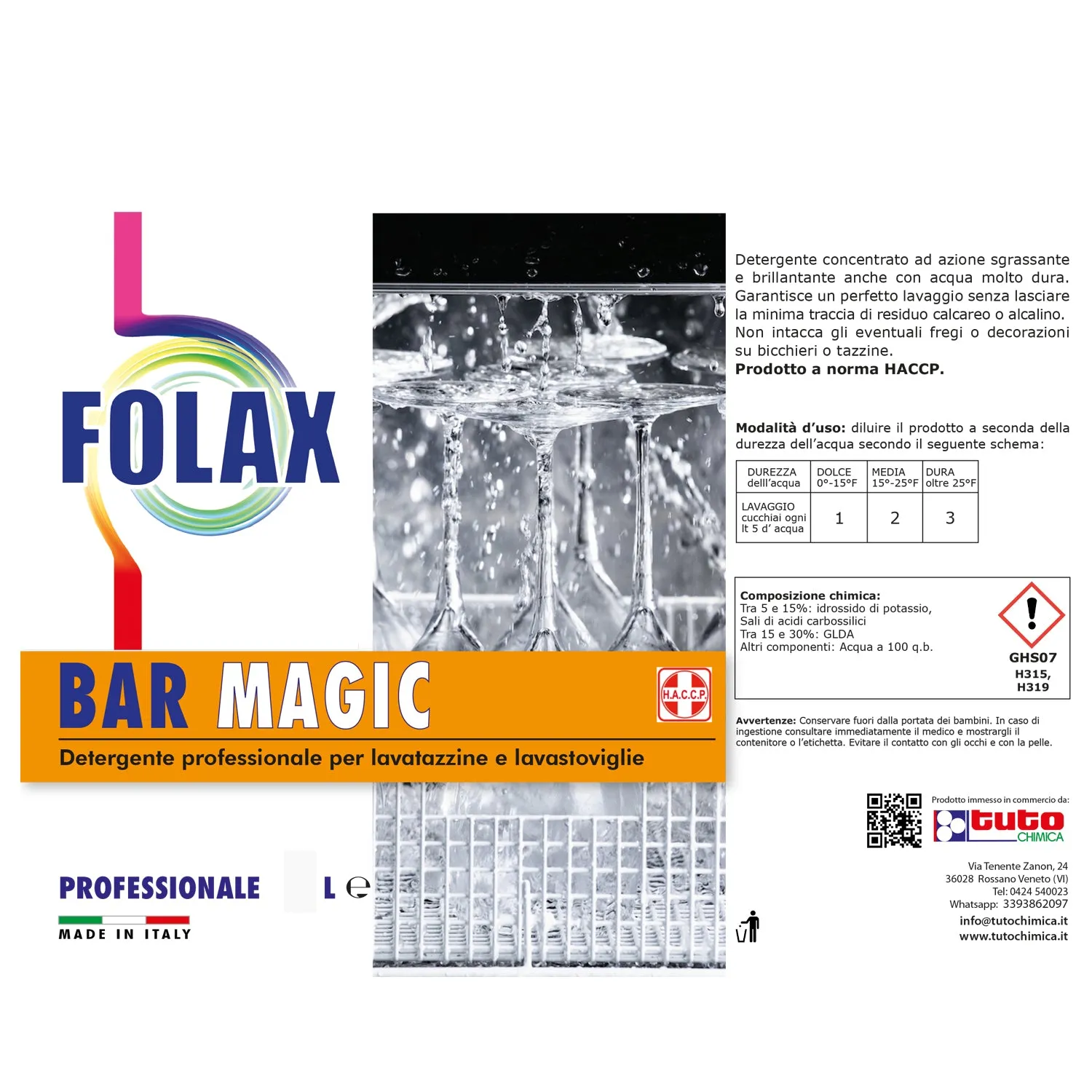 Tuto Chimica Folax Bar Magic detergente lavabicchieri 5L horeca