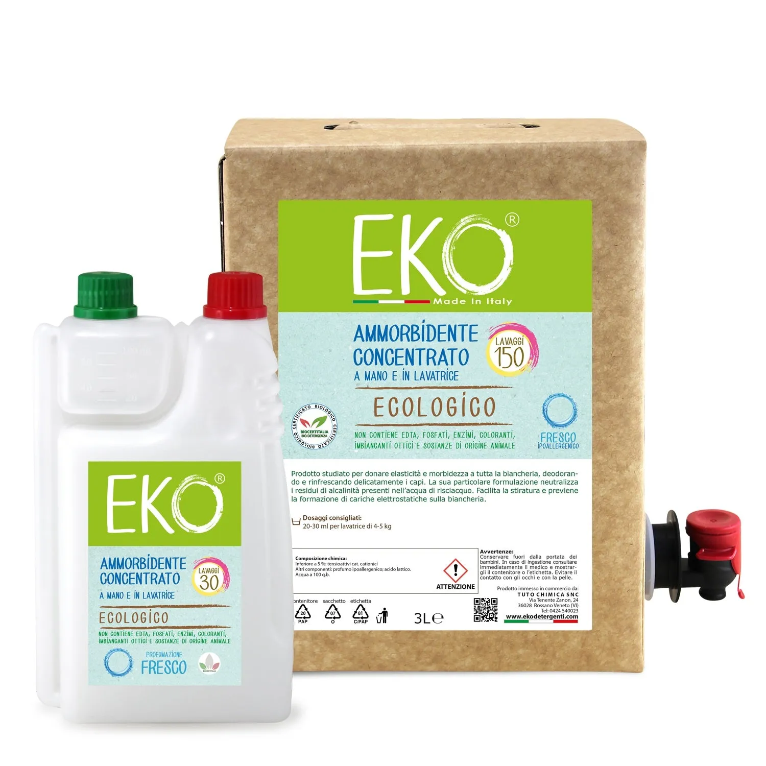 Tuto Chimica Eko Bag in Box Kit ammorbidente ecologico 3L