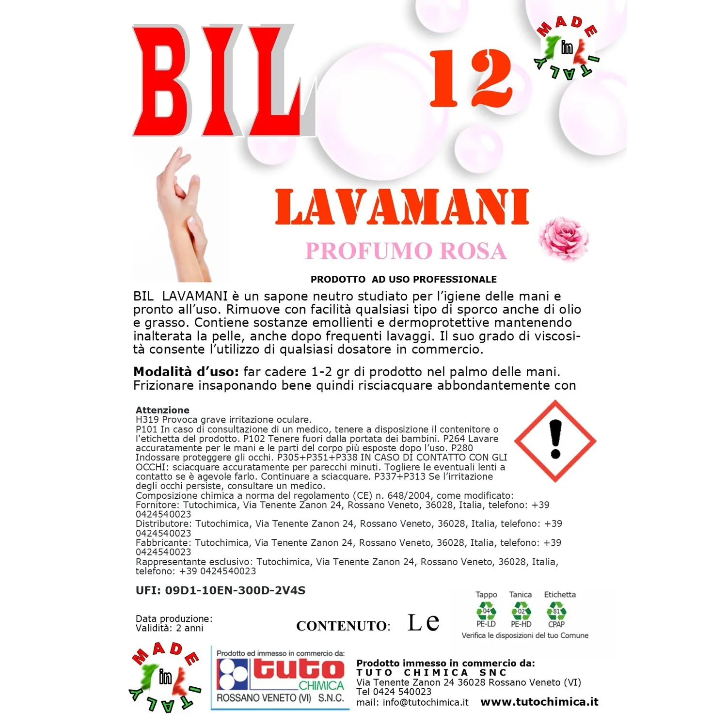 Tuto Chimica Bil sapone liquido mani rosa 5 L neutro