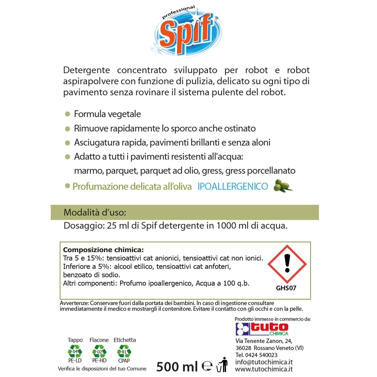 Tuto Chimica Robot detersivo pavimenti concentrato 500ml aloe