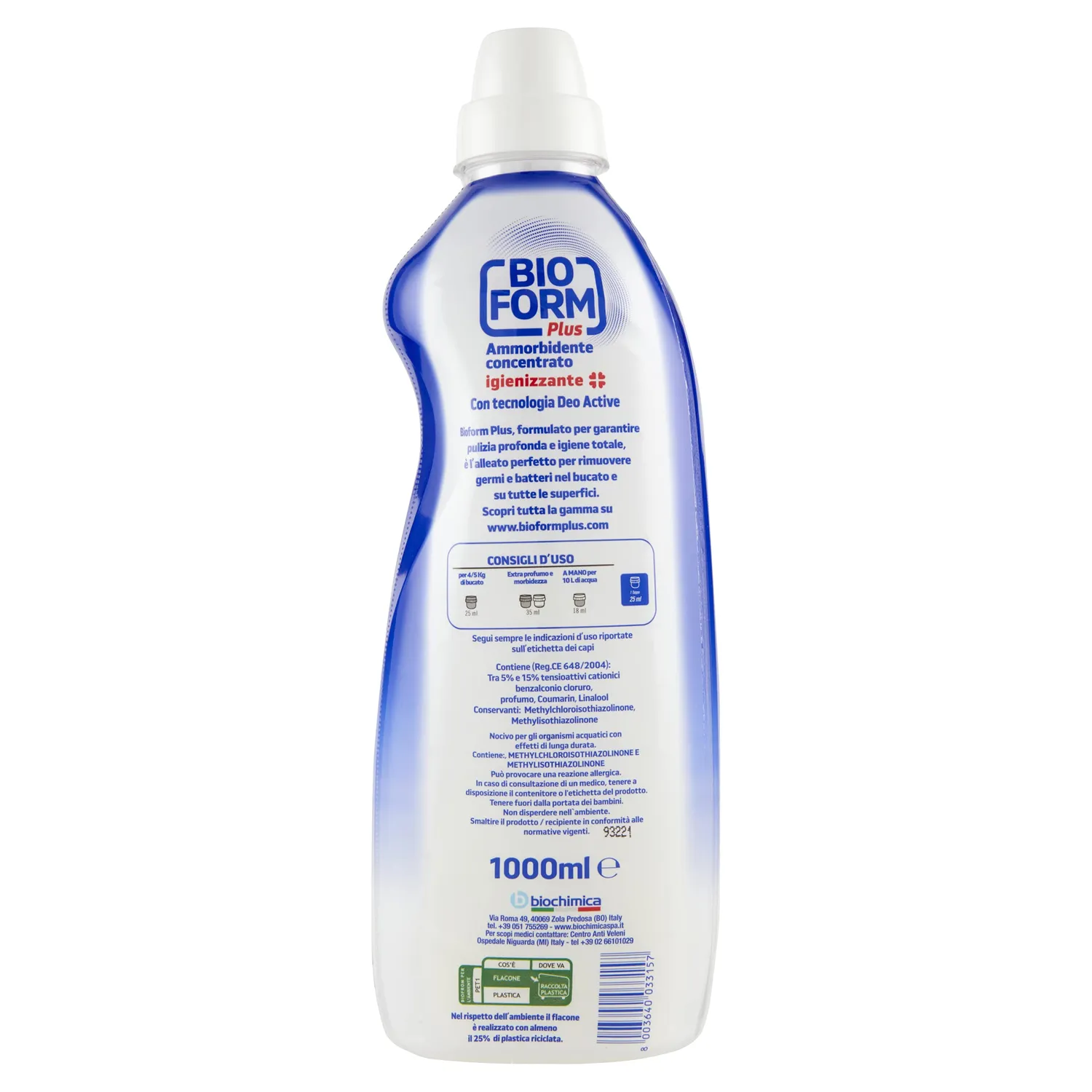 Bioform Plus Deo Active ammorbidente igienizzante 1000ml concentrato
