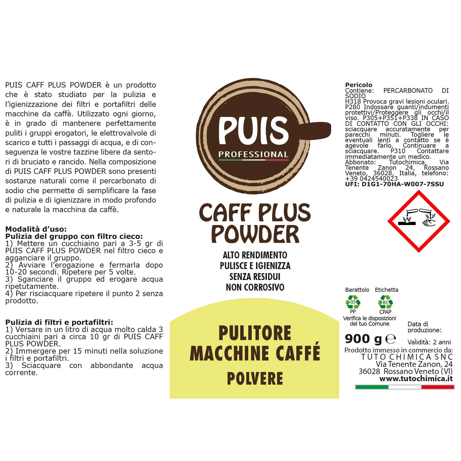 Puis Caff Plus Powder pulitore macchine caffè 900 g