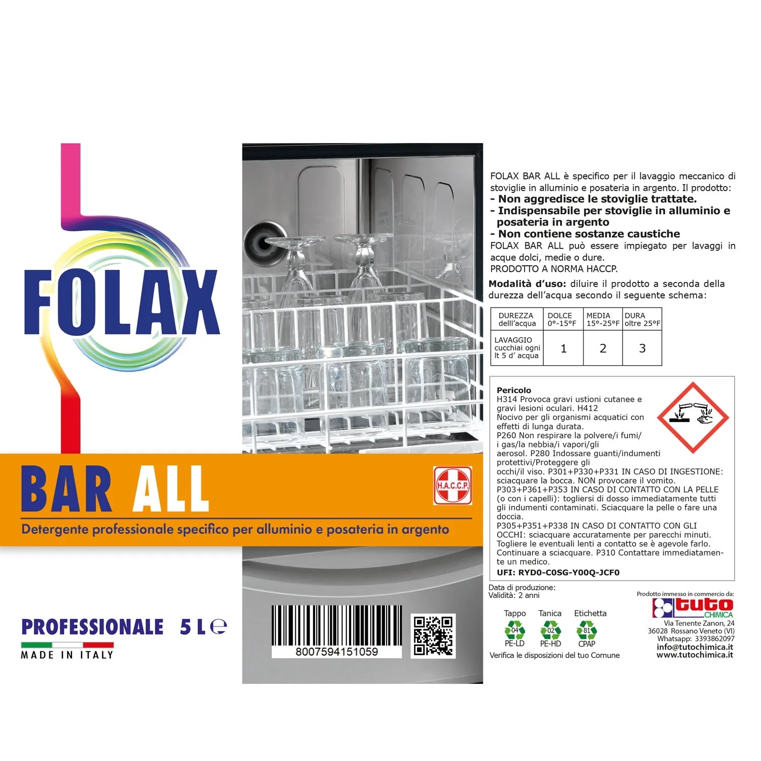 Tuto Chimica Folax Bar All detergente lavastoviglie 5 L