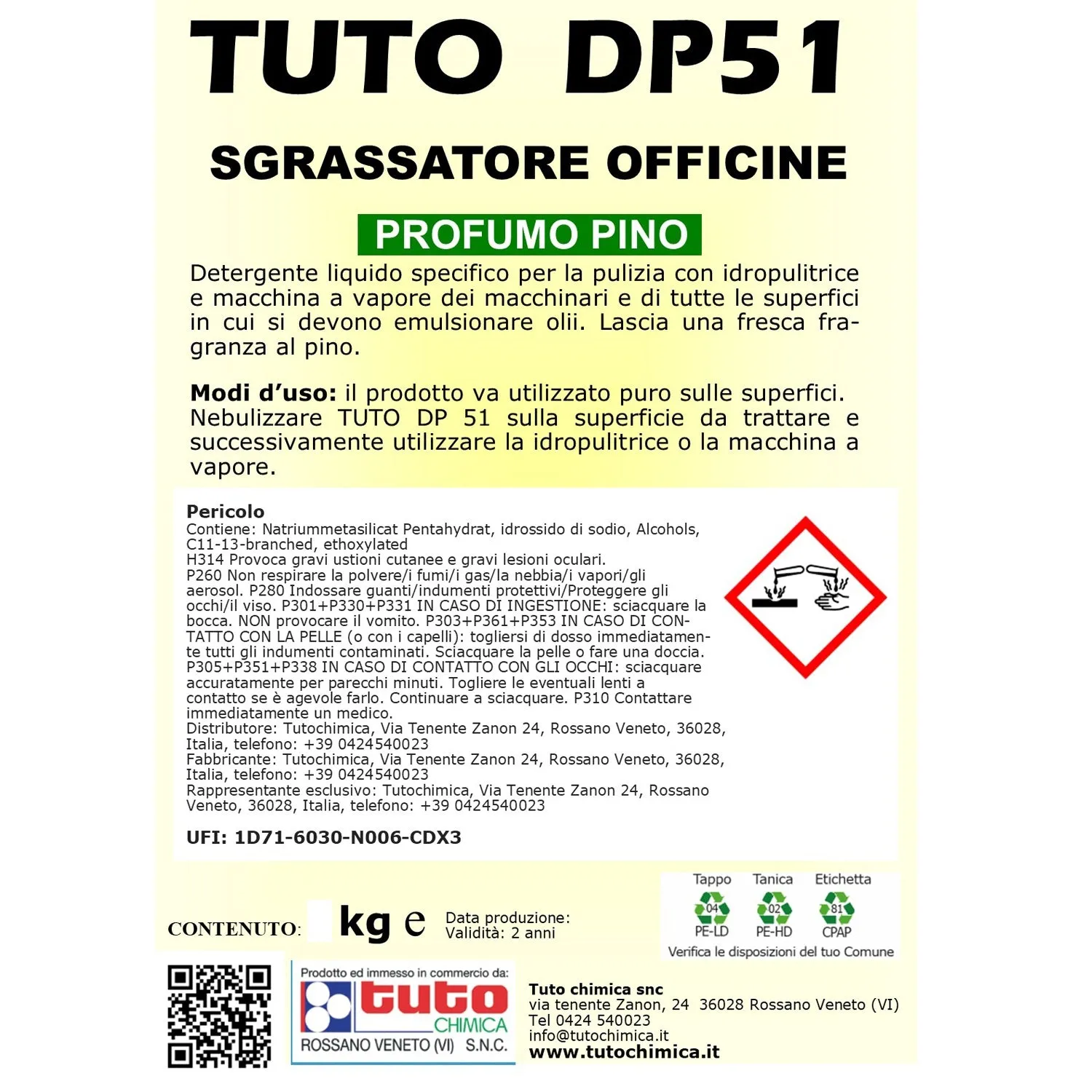 Tuto Chimica DP 51 sgrassatore officine torni 1kg pino idropulitrice