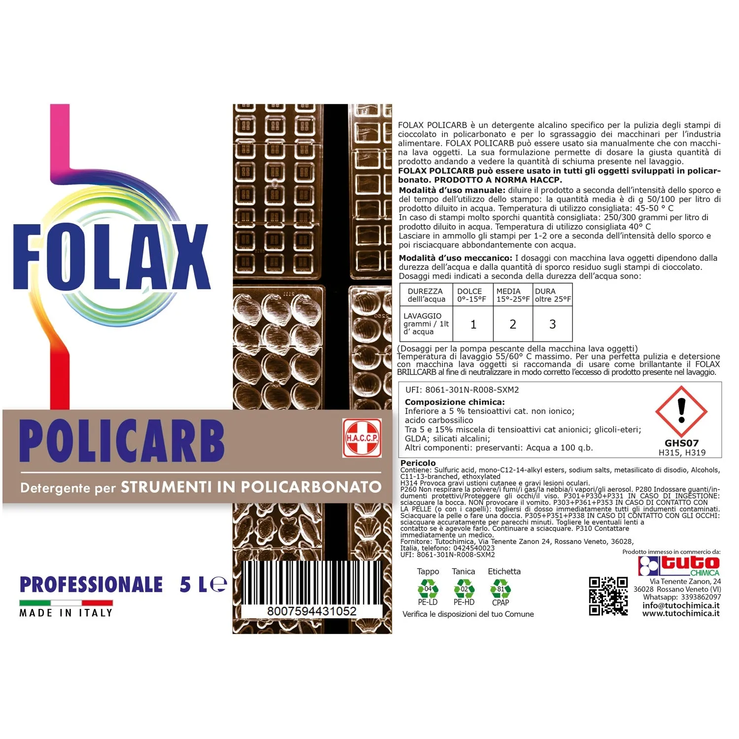 Tuto Chimica Folax Policarb detergente stampi 1L sgrassante