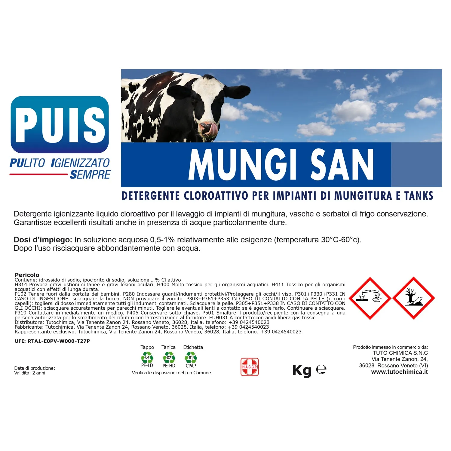 Tuto Chimica Puis Mungi San detergente mungitura 12 kg al cloro