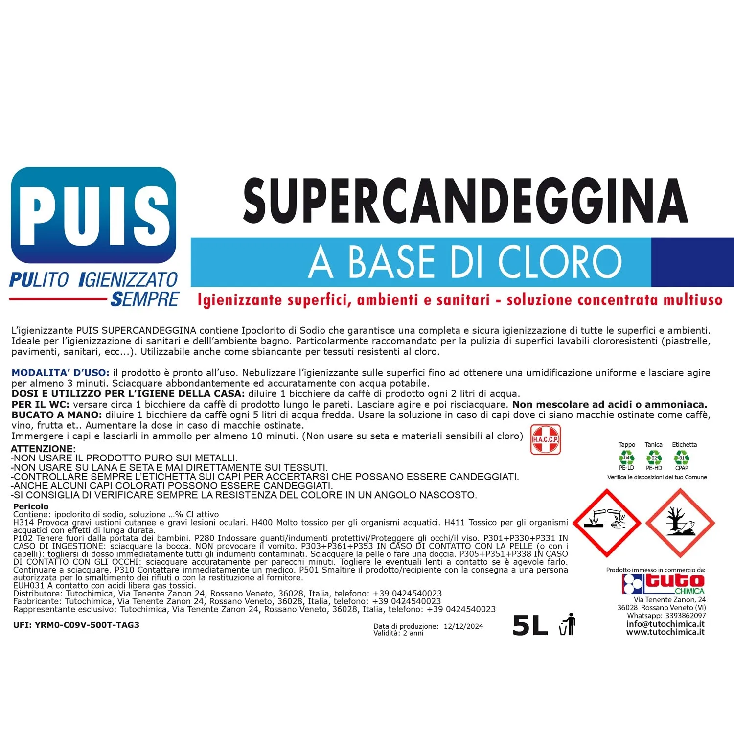 Puis Supercandeggina candeggina 5L al cloro