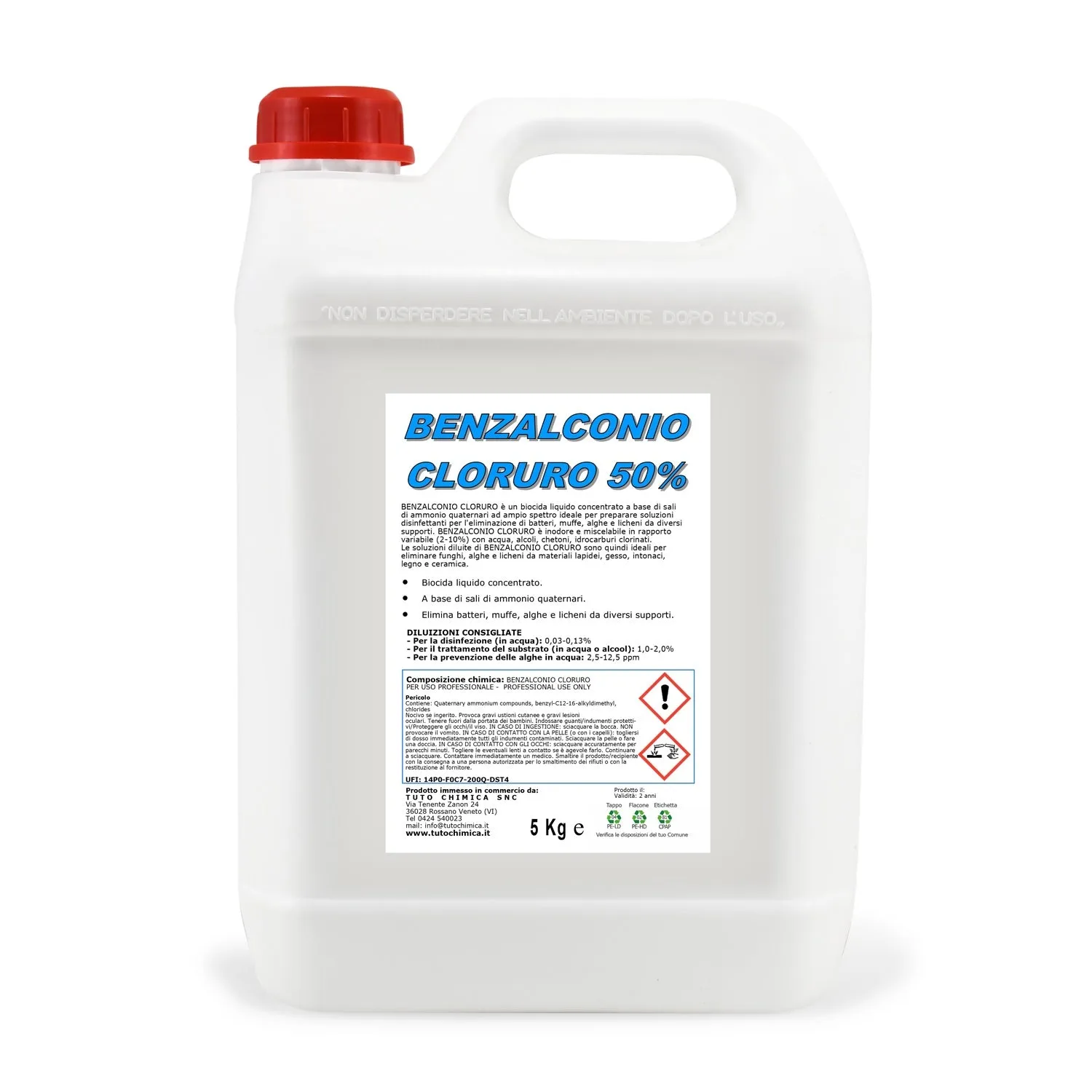 Tuto Chimica Benzalconio Cloruro 50% concentrato 500 gr