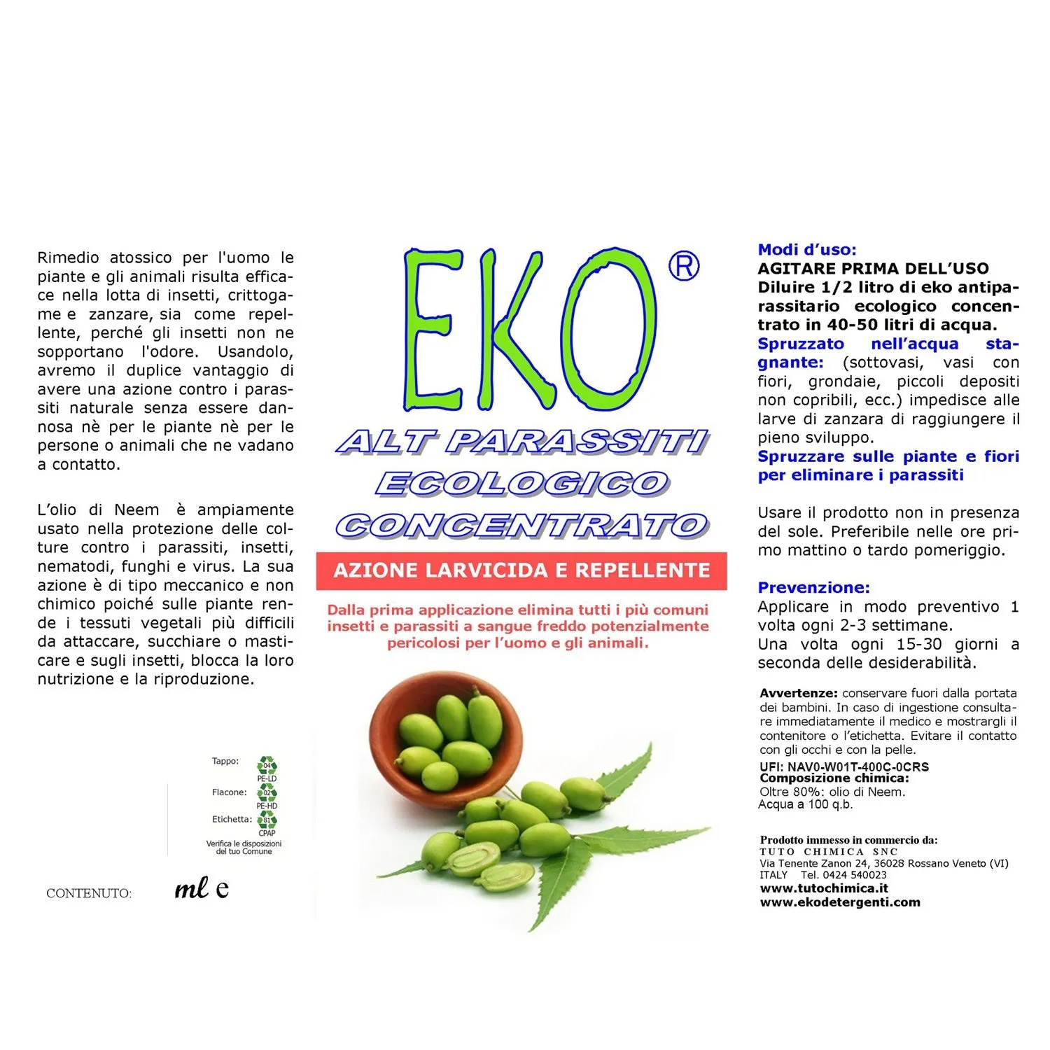 Tuto Chimica Eko Alt Parassiti antiparassitario 500ml neem