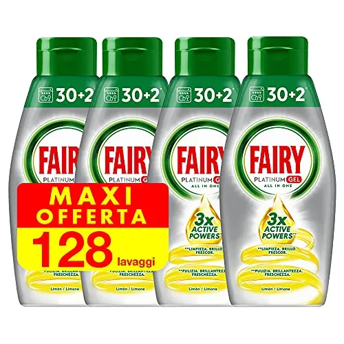 Fairy Platinum Gel lavastoviglie 128 lavaggi limone