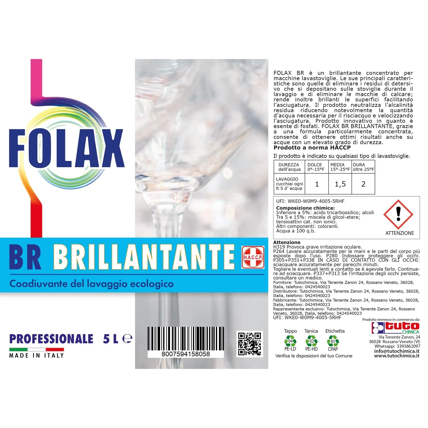 Folax Br brillantante lavastoviglie 5 l horeca
