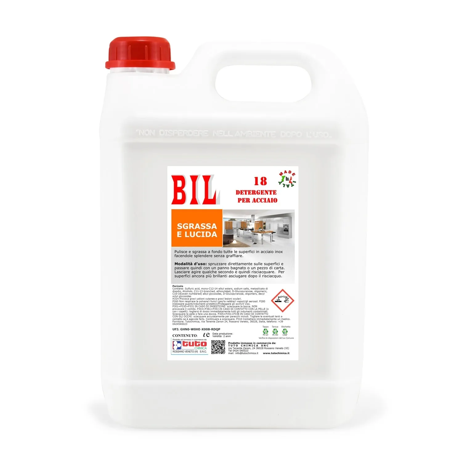 Tuto Chimica Bil 18 detergente acciaio inox 500ml brillante