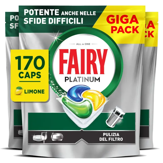 Fairy Platinum pastiglie lavastoviglie 170 pz limone tutto in uno