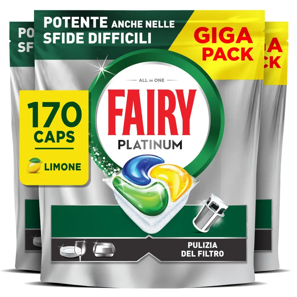 Fairy Platinum pastiglie lavastoviglie 170 pz limone tutto in uno