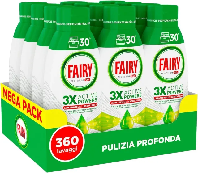 Fairy Platinum Gel Lavastoviglie 12pz Limone 360 Lavaggi
