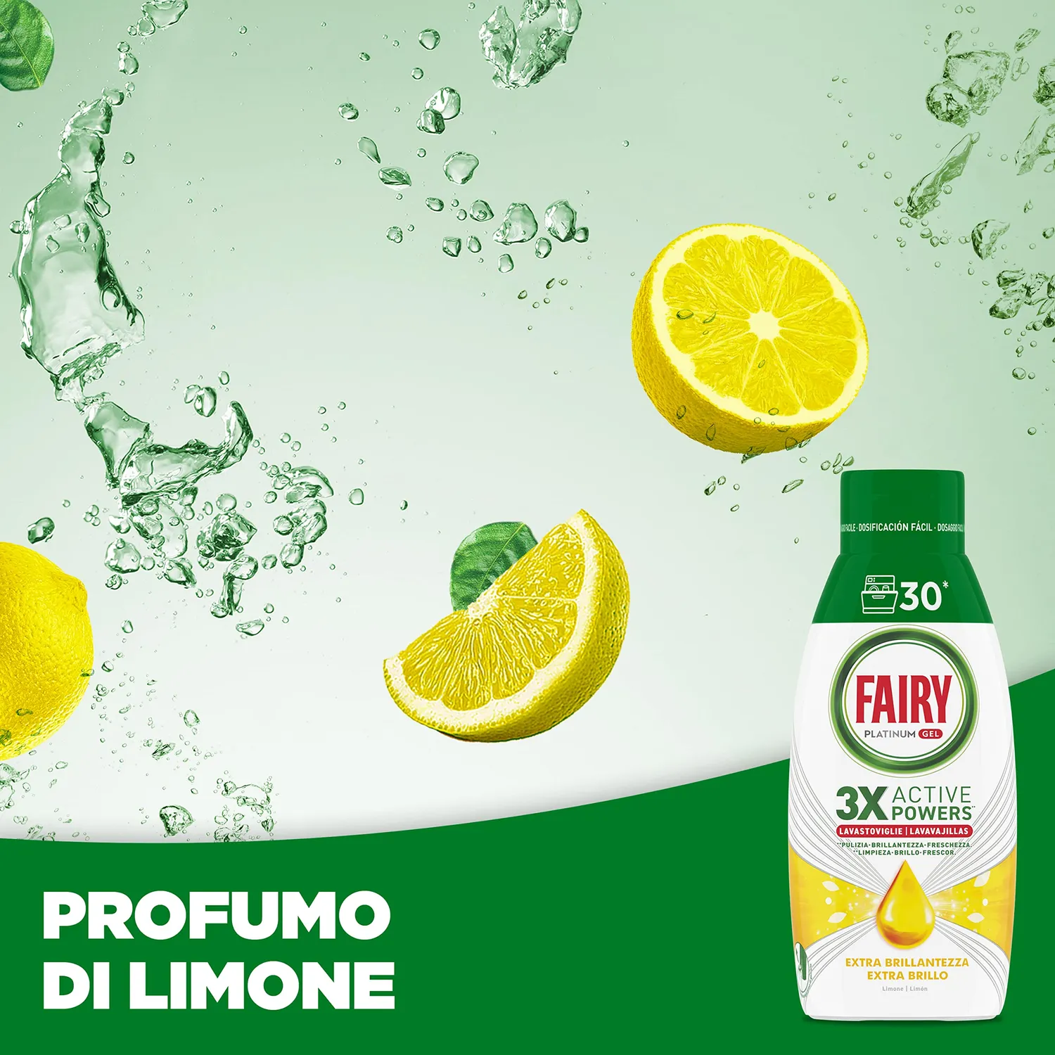 Fairy Platinum Gel Lavastoviglie 60 Lavaggi Limone Brillantezza