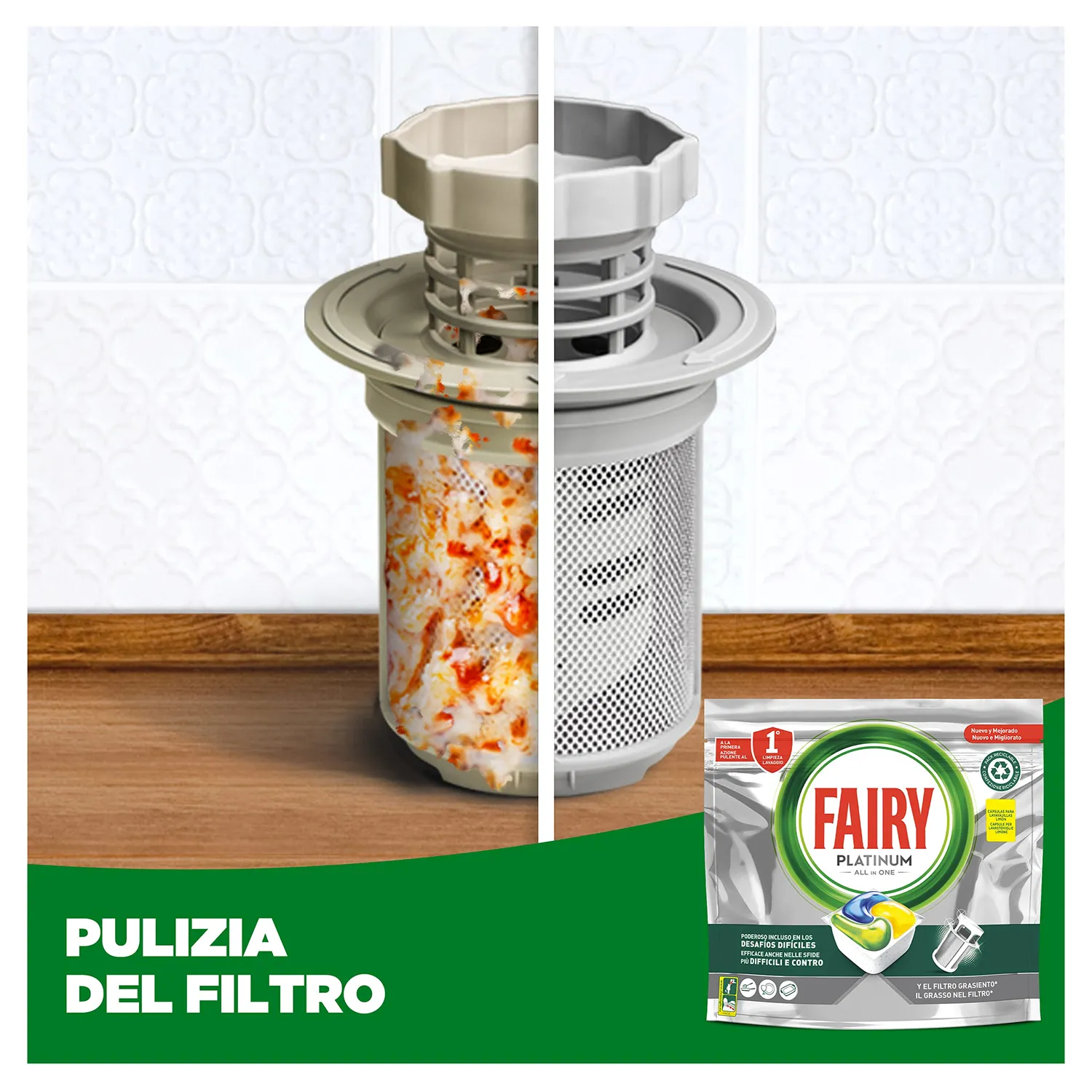 Fairy Platinum 125 pastiglie lavastoviglie limone prelavaggio integrato