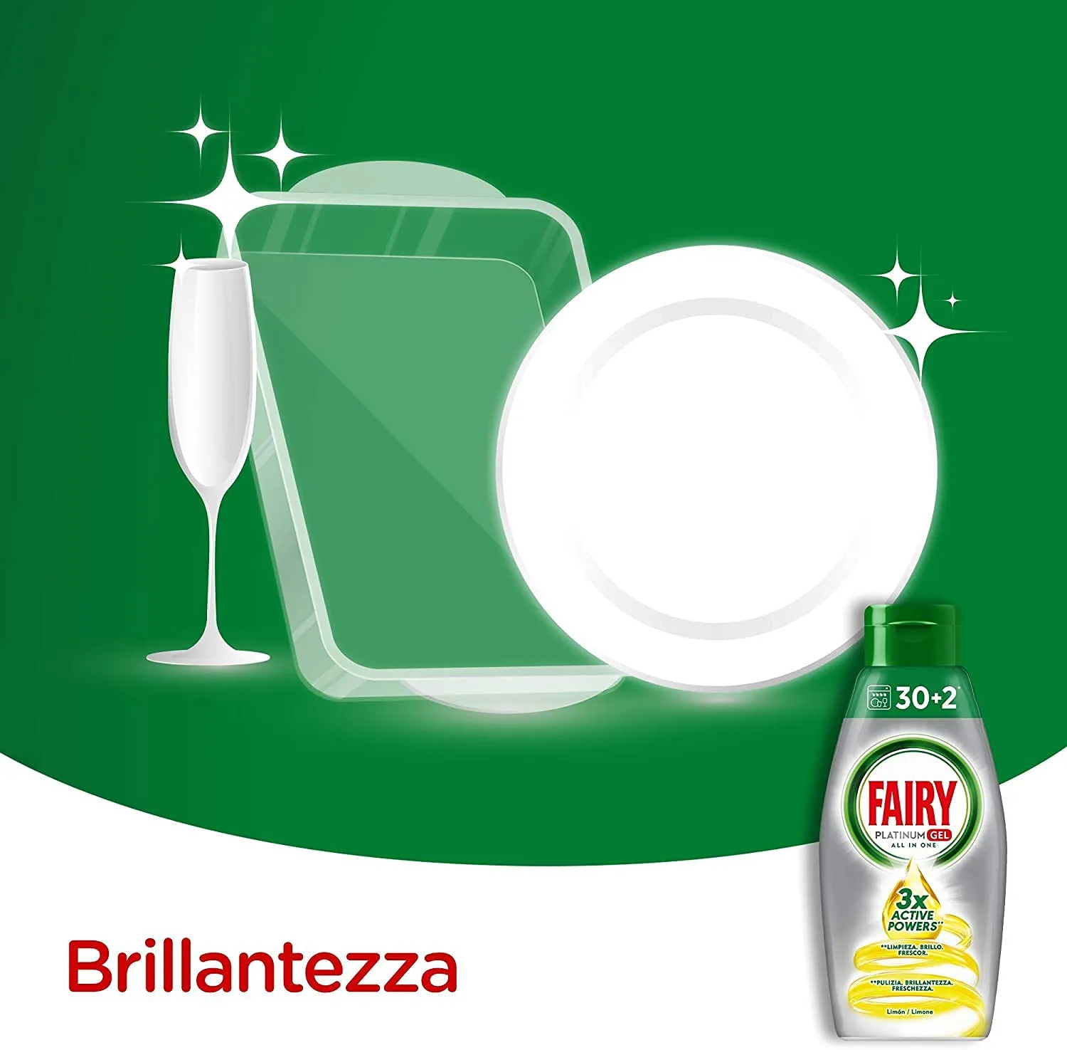 Fairy Platinum Gel lavastoviglie 128 lavaggi limone
