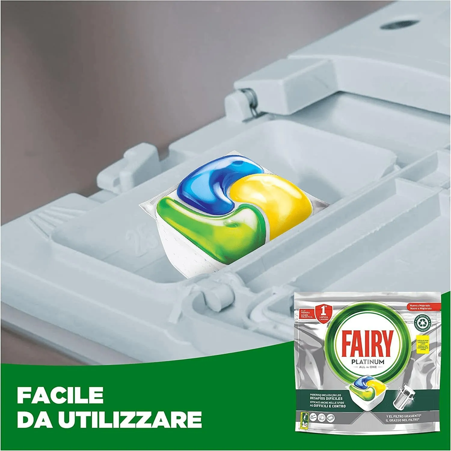 Fairy Platinum Limone pastiglie lavastoviglie 54 capsule sgrassanti