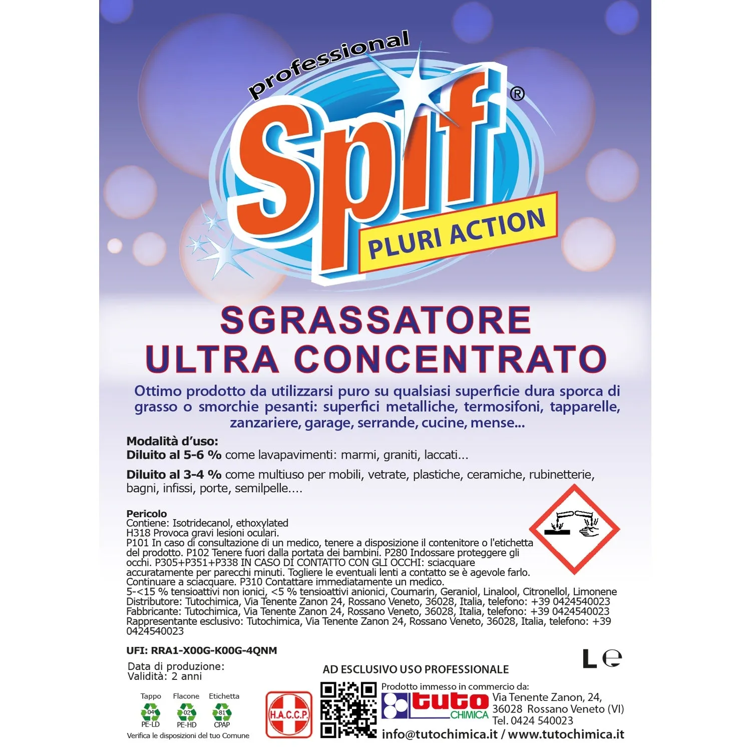 Tuto Chimica Spif Pluri Action sgrassatore 1 L ultra concentrato