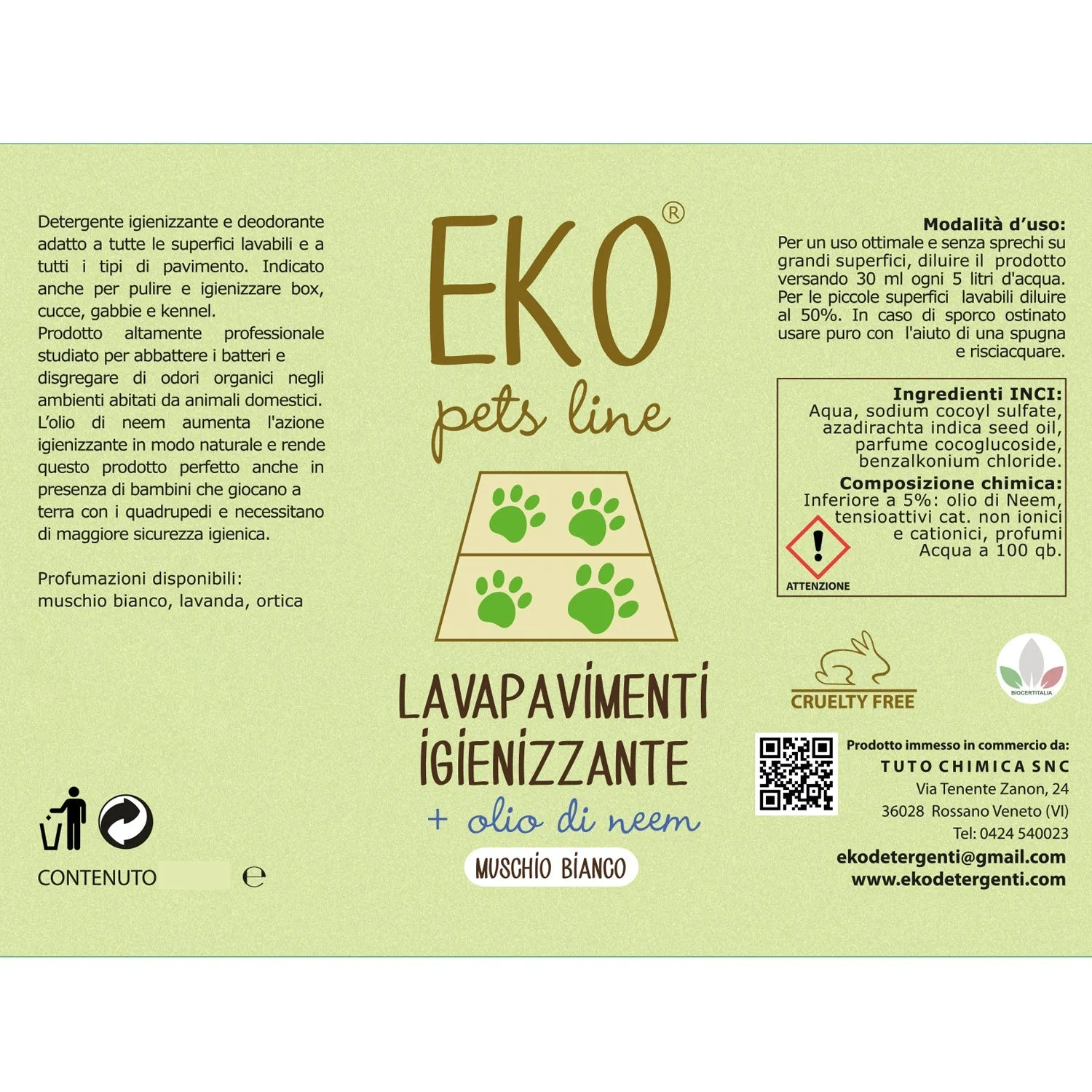 Tuto Chimica Eko Pets detergente pavimenti 500ml lavanda neem