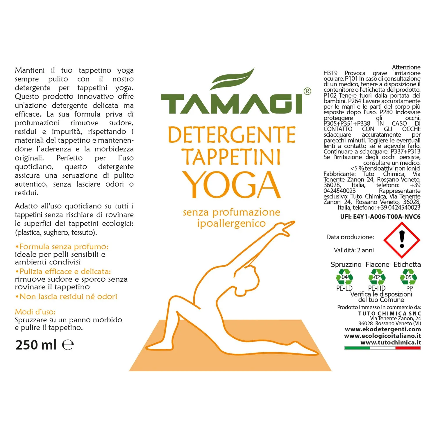 Tuto Chimica detergente tappetini yoga spray 250ml delicato